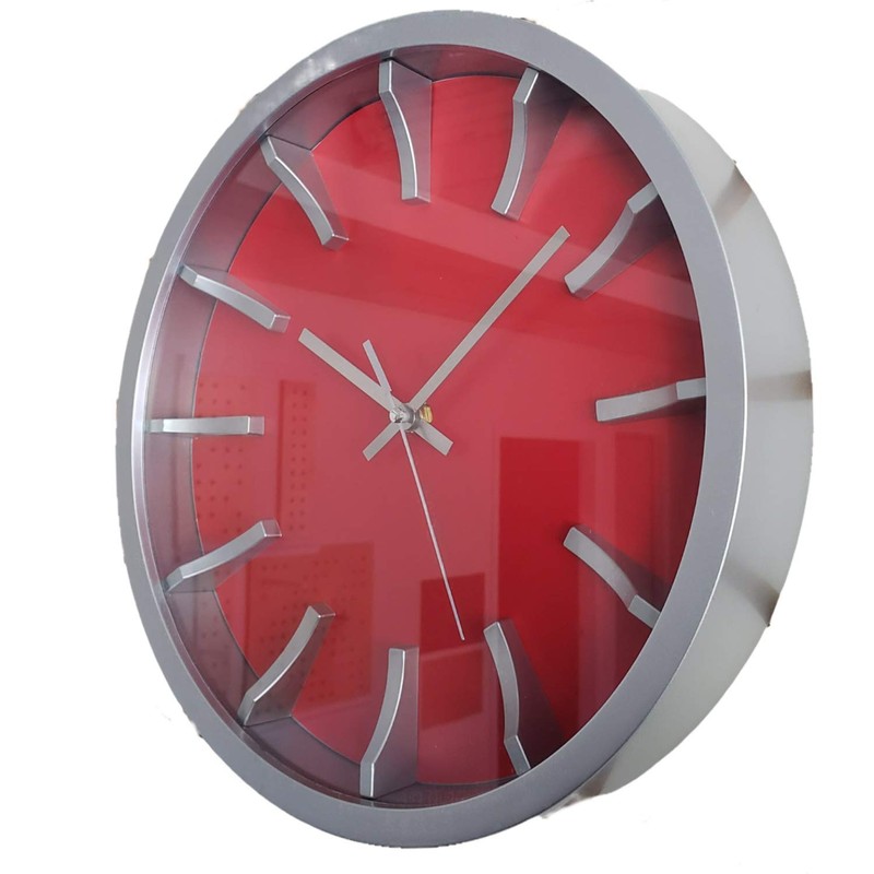 Kiera Grace Bold Modern-Contemporary Red Round Wall Clock, 12" x