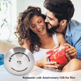 10 Year Anniversary for Wife Him 10th Year Anniversary Wedding Gifts for Her Girlfriend Husband Boyfriend Ten Years Ring Holder Jewelry Tray for Wife Tin Gifts for 10th Anniversaries Engagement