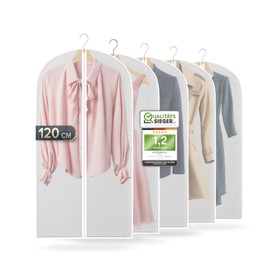 FiRiO® 8 x Sturdy Garment Covers - Premium Garment Bags Mothproof, Breathable & Waterproof - High-Quality Clothes Protective Covers for Suit & Shirt - Transparent Garment Bag - 120 x 60 cm,