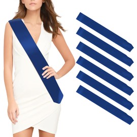 Sash 6pcs Blank Sash Royal Blue Satin Sashes Retirement Sash Birthday Sash Plain Sash DIY Sash Party Accossories Sash Unprinted for Birthday Hen Party Wedding Homecoming Prom Baby Shower Graduation