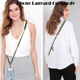 DAOSUN Phone Lanyard Cell Phone Strap Crossbody, Anti Theft Phone Cross Body Strap with Stainless Steel Phone Tether Tab for Women and Men, Compatible for All Mobile (Amy Green)