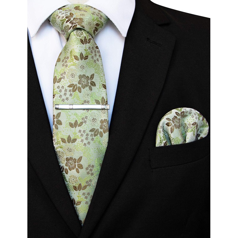 JEMYGINS Mens Floral Ties and Pocket Square Sets with Tie