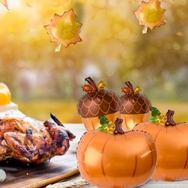 HAIOPS Thanksgiving Balloons Pumpkin Nut Maple Leaf Balloons for Thanksgiving Day, Fall, Birthday Party Supplies