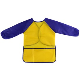 Liutufy Kids Painting Aprons with Pockets and Long Sleeves - Waterproof Art & Craft Smocks for 3-8 Year Old Boys and Girls (Yellow Apron-M)