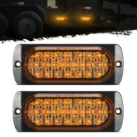Partsam 2Pcs 4.4" Amber 24 LED Turn Signal Side Marker Lights [DOT Approved], IP67 Waterproof Amber Lens Aluminum Housing Surface Mount Marker Lights for Trailer Truck Tractor RV
