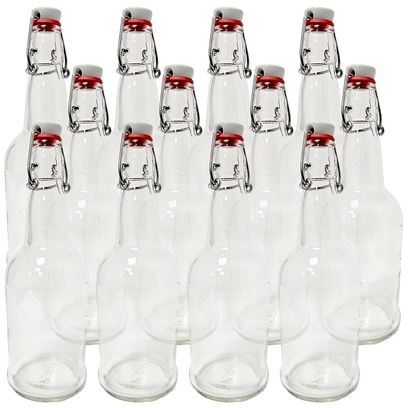 EZ Cap Bottles - 16 oz Clear Swing Top (Qty