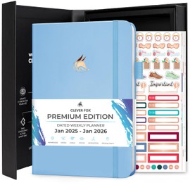 Clever Fox Dated Planner Premium Edition – 2025-2026 Weekly Planner for Planning, Goal Setting & Time Management – Planner Notebook with Habit Tracker & To-do List – A5 Size (Light Blue)