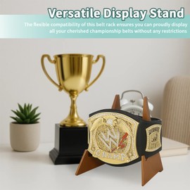 Championship Belt Display Stand, Wrestling Belt Holder for Boxing, Football, Sport Awards, Stable Triangular Base for Buckles, Badges & Corporate Trophies, Versatile Clear Acrylic Stand
