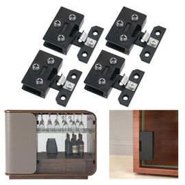 AWEN 4Pcs Glass Doors Hinge Cupboard Showcase Wine Cabinet Clamp Ambry Gate Hinges Replacement Parts, Black
