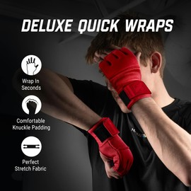 Hayabusa Deluxe Gel Quick Wraps for Men and Women - Red, Large