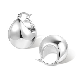 ALEXCRAFT Thick Hoop Earrings Gold Small Women's Golden Earrings Gold-Plated Chunky Hoops Gold Gift for Women Girlfriend Mum Girls, Brass