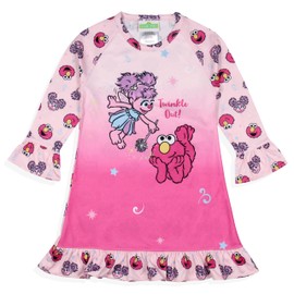INTIMO Sesame Street Girls' Twinkle Out Elmo Abby Cadabby Sleep Pajama Dress Nightgown (3T) Pink
