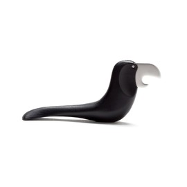 BEERDY by PELEG DESIGN: Original Bird-Shaped Bottle Opener with Magnetic Bottom, Black with Stainless Steel Beak as Metal Cap Opener and Tail Handle