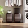 SMIBUY Double Laundry Hamper with Lid, 120L Bamboo Laundry Basket