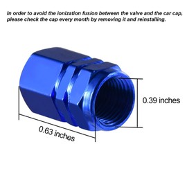 EBOOT 8 Pcs Blue Tire Stem Valve Caps Wheel Valve Covers Universal Car Dustproof Aluminum Tire Caps Hexagon Shape for Cars Truck Motorcycle SUV Bike