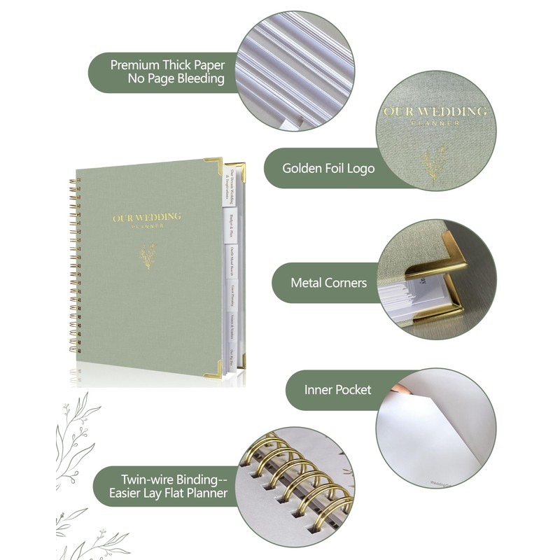 Wedding Planner Book and Organizer, Elegant Linen Cover Wedding Planning