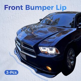 HECASA 3Pcs Front Bumper Lip Compatible with 2011-2014 Dodge Charger SRT Model Spoiler Splitter Body Kit Black Painted