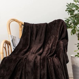 Home Must Haves Brown Full Size Solid Flannel Throw Plush Cozy Super Soft Warm Bed Blanket