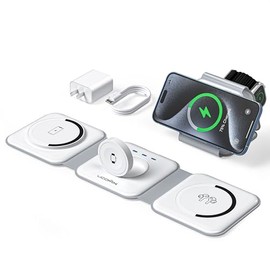 UCOMX 3 in 1 Charging Station for Multple Devices,Foldable 3 in 1 Wireless Charger for Travel,NANO Wireless Charging Station for iPhone17 16 15 14 13 12 Pro Max/Watch 10 9 8 7 6 5 4 3 Ultra/AirPod Pro