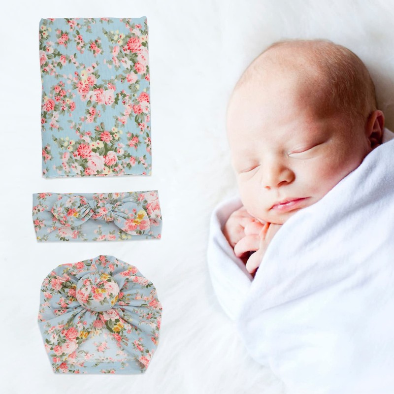 ORFOFE 1 Set Bowknot Headband Soft Photography Wrap for Newborns