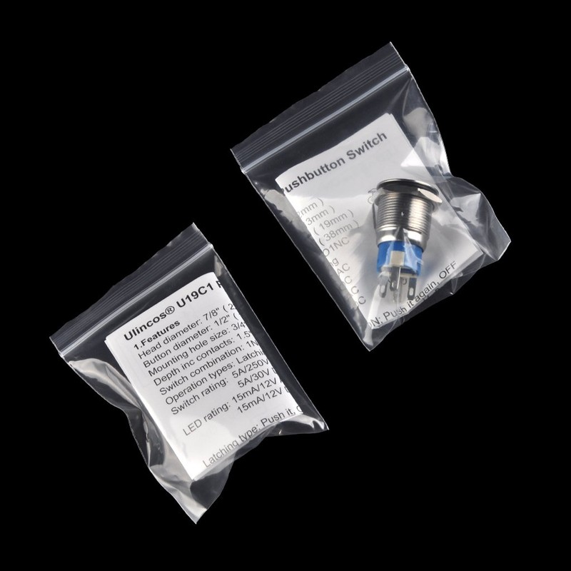 Ulincos Latching Pushbutton Switch U19C1 1NO1NC SPDT ON/Off Silver Stainless