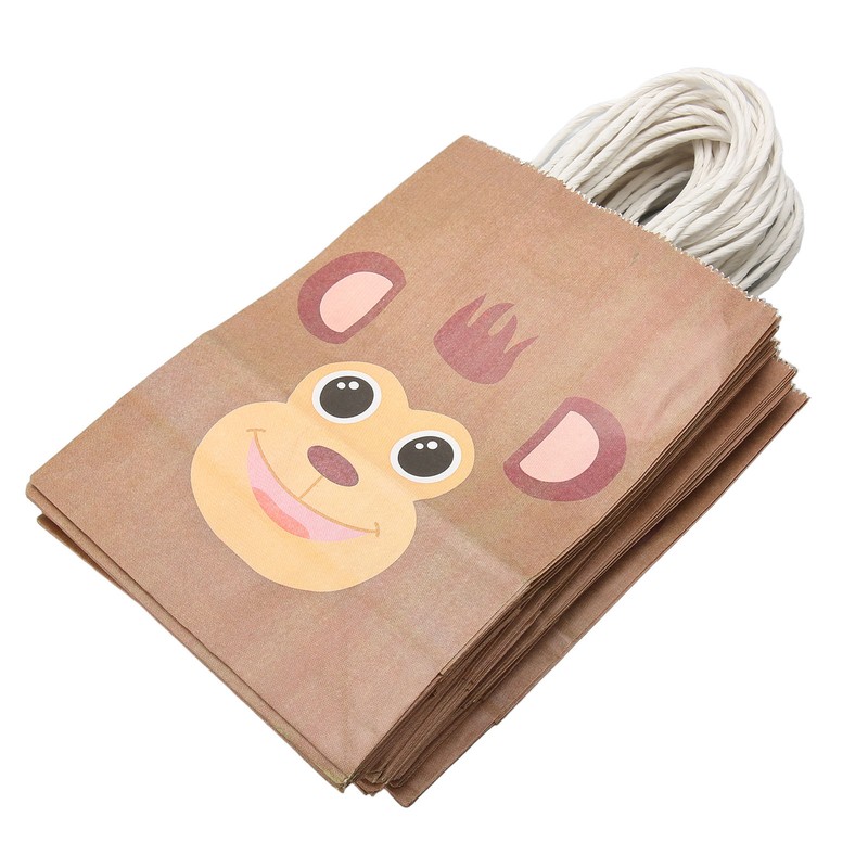 25Pcs Kraft Paper Gift Bag Animal Pattern Multipurpose Kraft Bag