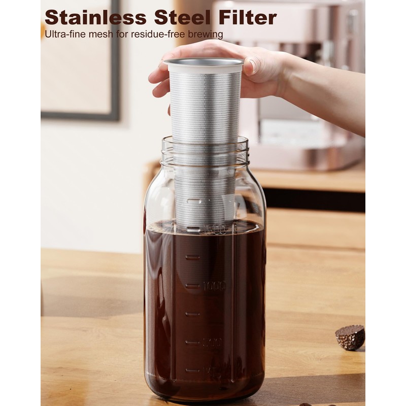 VA1KENE Cold Brew Coffee Maker 64oz, Iced Coffee Maker with