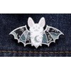 Cute Bat Silver and Green Moon Enamel Pin