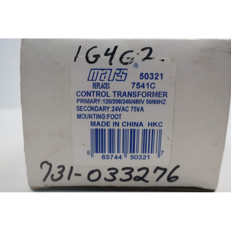 MARS 50321 Control Transformer 75VA 120/208/240/480V-AC 24V-AC