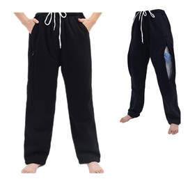 BOYUDZLTD Catheter Pants for Men/Women, Nephrostomy/Urinary Pants, Holds 2 Urine Bags (Black, Large-Waist: 27.5''40.1'')