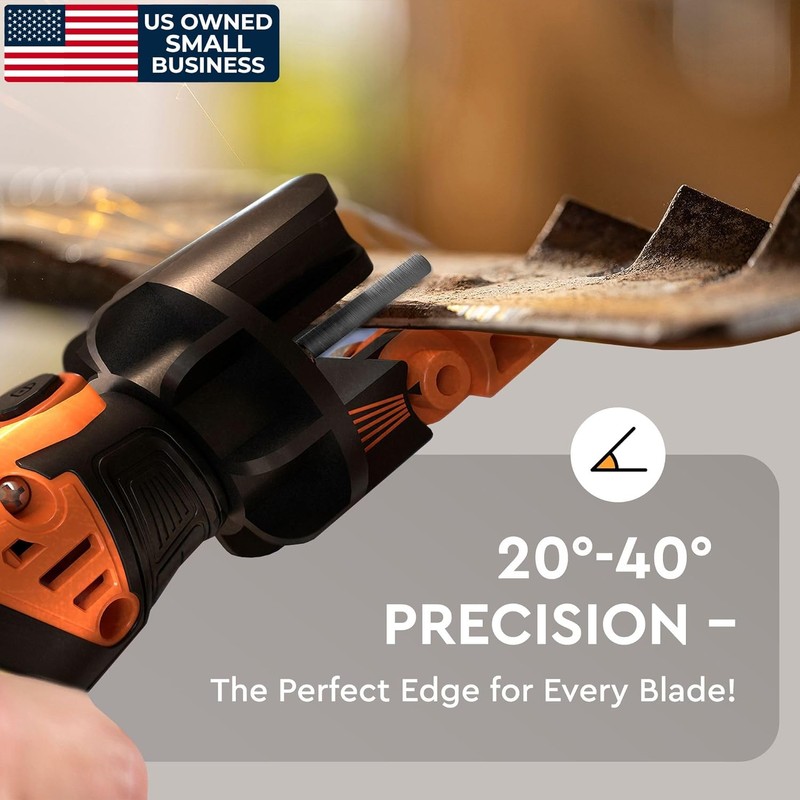 Sharp Pebble Cordless Lawn Mower Blade Sharpener – Adjustable 20°–40°