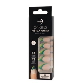 Looky Press-On Nails #11: Premium Reusable Artificial Nails Set with Glue & Double-Faced Stickers | Easy Application, Up to 3-Week Hold, Perfect for Instant Glamorous Manicure | Includes 24 Nails of 12 Sizes