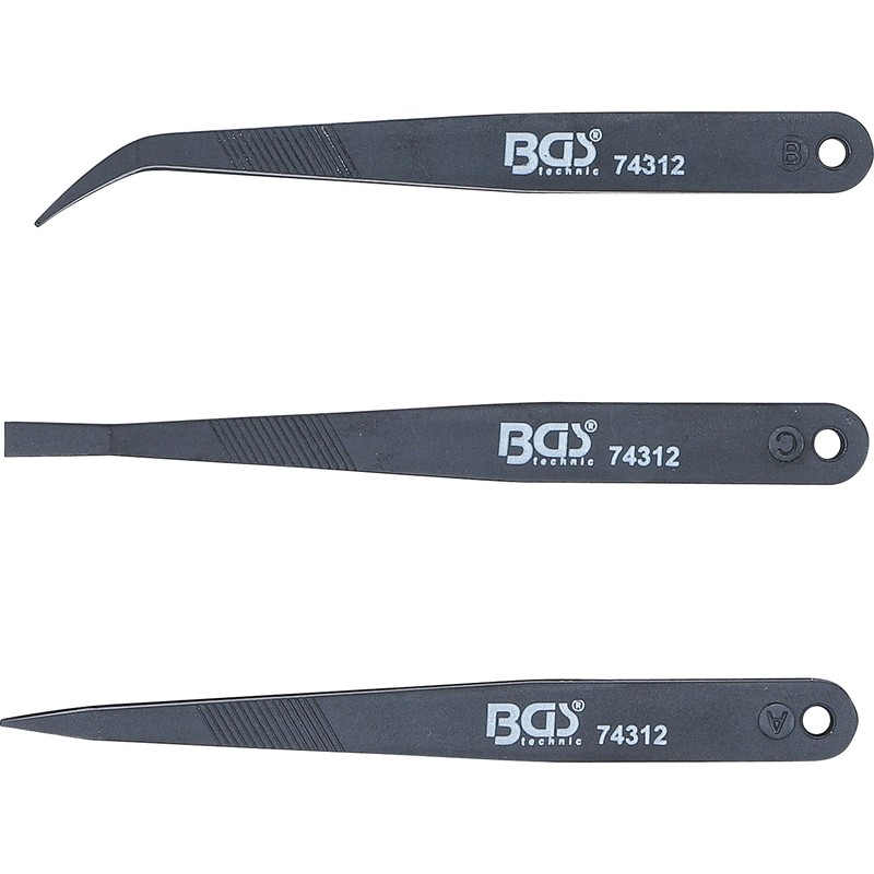 BGS 74312 | Plastic Tweezers Set | 3 Pieces