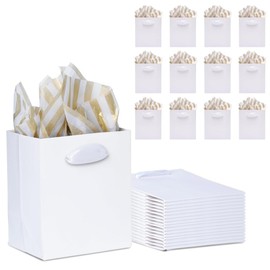 Jindizi 16 Bolsas Mini Bolsas De Regalo Blancas a Granel, Bolsas De Recuerdos De Fiesta Para Cumpleanos, Boda, Novia，Shopping Bags, Retail Bags, Merchandise Bags, Party Favor Bags