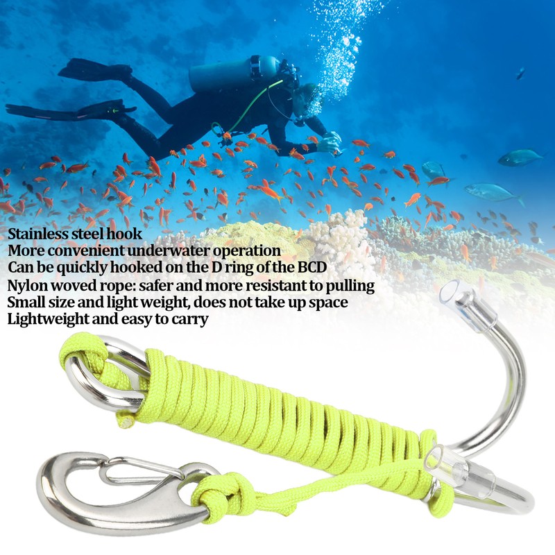 Diving Hooks Stainless Steel Double Reef Hook with Spiral Coil