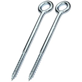 AERZETIX - C58289 - Set of 2 screw hooks eyelet ring diameter 12 x 190 mm for pipe frameworks - wood net - wall mounting - made of steel - colour silver