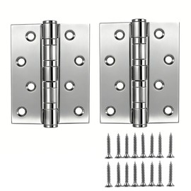 蝶番 ステンレス 平丁番 100×75×2mm 2個セット ネジ16本付き シルバー ヒンジ 丁番 ちょうばん金具 ドア 窓 キャビネット 戸棚 家具 木箱 工具箱 DIY 補修 交換用