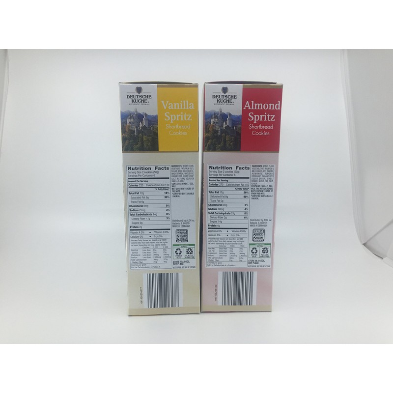 Deutsche Kuche Variety Shortbread Cookie Bundle: (1) Almond Spritz and
