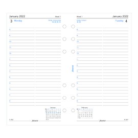 Filofax Refill, Personal/Compact Size, Day on One Page with Appointments, Ruled, White Paper, English, 2022 (C68441-22)
