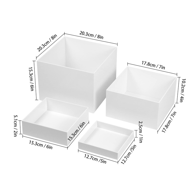 Kcgani White Acrylic Cube Cupcake Dessert Display Stands, 5 Sides