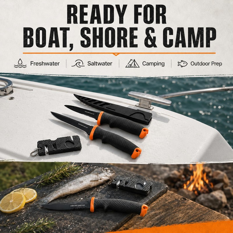 BasicGear 2PCS Fishing Fillet Knife Set – 4” & 6”