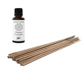 Organic Lavender Essential Oil by Earth Garden (10 ml) Bundled with All Natural Lavender Incense by Earth Garden (20 Sticks) | Aromatherapy Incense for Mind, Body, and Spirit Promoting Positivity