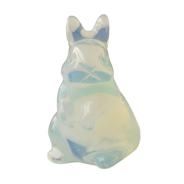 Manekieko Opalite Hand Carved Rabbit Statue, 1.5 Inch Crystals and