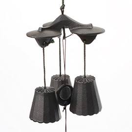 Nambu Wind Chime Trio, Includes Original Strip, Size: 3.9 x 3.9 x 5.5 inches (100 x 100 x 140 mm), Weight: 15.9 oz (450 g), Color: Black