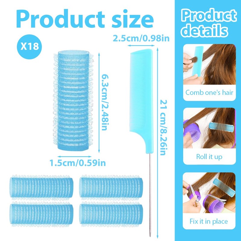 EIROVYA Lockenwickler Locken mit 1 Kämme Haftwickler Selbsthaftend Hair Rollers