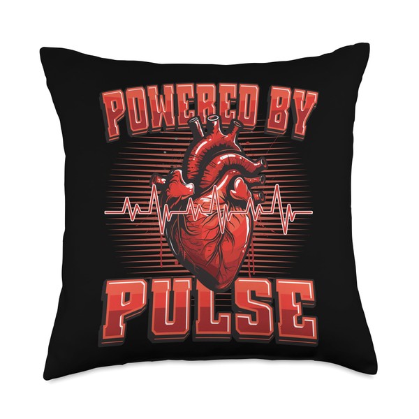 Powered By Pulse Hearth Health Awareness Throw Pillow