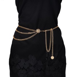 Eigso Multilayers Gold Waist Belts for Women Concho Cowgirl Cowboy Waists Harness Belt for Woman