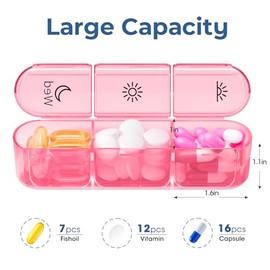 Windtrace Pill Organizer 3X a Day, 7-Day Weekly Compartment | Easy Track, Durable, 3D Labels, BPA-Free, Stylish, Travel-Friendly, 7-Day Capacity, Cute
