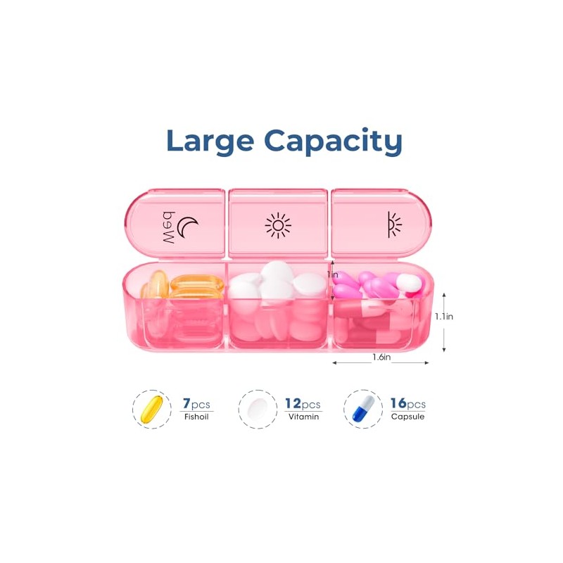 Windtrace Pill Organizer 3X a Day, 7-Day Weekly Compartment |
