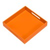 KEVLANG Orange Sturdy Acrylic Serving Tray with Handles-10x10Inch-Serving Coffee,Food,Breakfast,Butler-Kitchen Countertop
